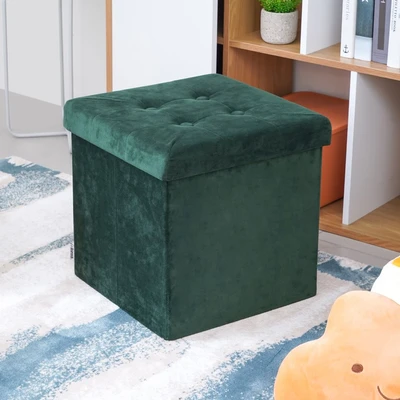 Gambar Informa Bangku Ottoman Lipat Fabric Velvet - Hijau