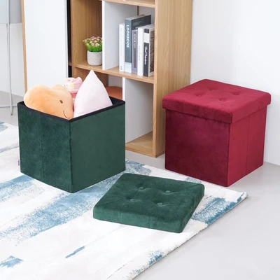 Gambar Informa Bangku Ottoman Lipat Fabric Velvet - Hijau