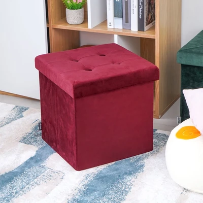 Gambar Informa Bangku Ottoman Lipat Fabric Velvet - Merah
