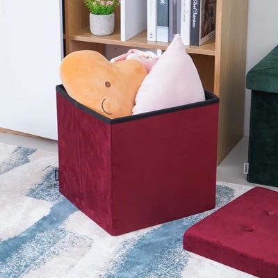 Gambar Informa Bangku Ottoman Lipat Fabric Velvet - Merah