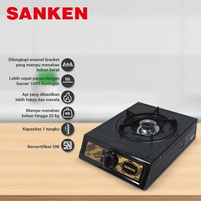 Gambar Sanken Kompor Gas 1 Tungku Sg-221T - Hitam