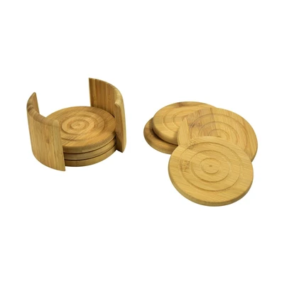 Gambar Kris Tatakan Gelas 10 pcs Bamboo Set 6 pcs - Cokelat