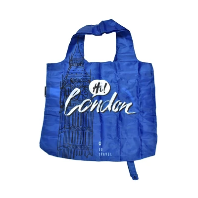 Gambar Passport Tas Belanja Motif London - Biru