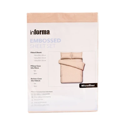 Gambar Informa 120x200 Cm Set 3 Pcs Seprai Double Microfiber Emboss - Cokelat