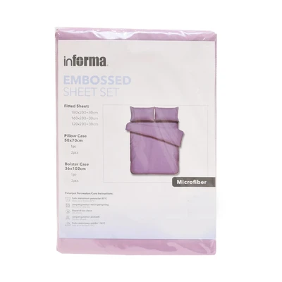 Gambar Informa 120x200 cm Set 3 Pcs Seprai Double Microfiber Emboss - Ungu