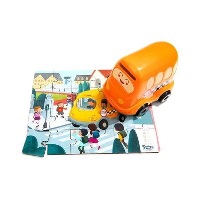 Gambar Top Bright Puzzle Wooden In School Bus