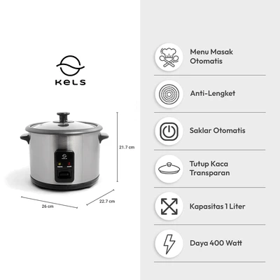 Gambar Kels Hopper Rice Cooker 1 Liter - Silver