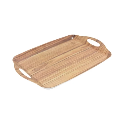 Gambar Krischef Oakley Nampan Saji Plastik Dengan Handle 40x26 cm - Cokelat