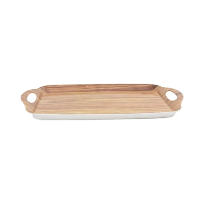 Gambar Krischef Oakley Nampan Saji Plastik Dengan Handle 40x26 cm - Cokelat