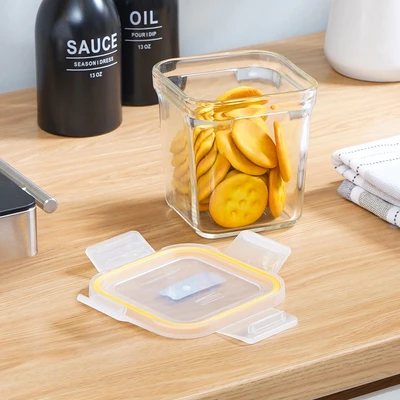 Gambar Glasslock Smart Wadah Makanan Kaca Square 830 ml Transparan - Kuning