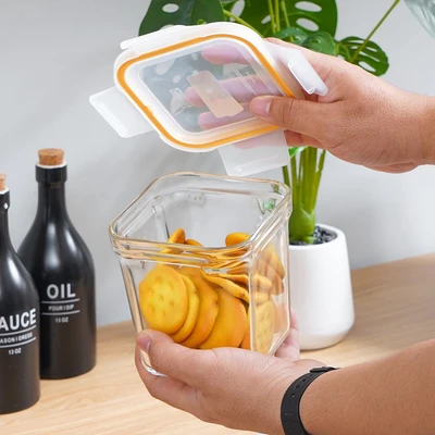 Gambar Glasslock Smart Wadah Makanan Kaca Square 830 ml Transparan - Kuning