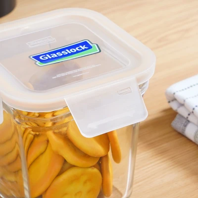 Gambar Glasslock Smart Wadah Makanan Kaca Square 830 ml Transparan - Kuning