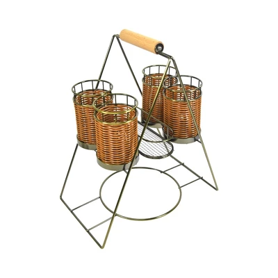 Gambar Krischef Tempat Alat Makan Buffet Caddy Besi Dengan Holder - Bronze