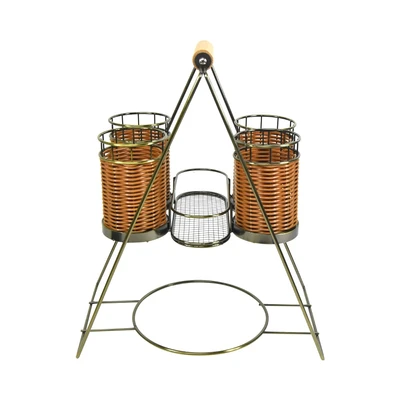 Gambar Krischef Tempat Alat Makan Buffet Caddy Besi Dengan Holder - Bronze