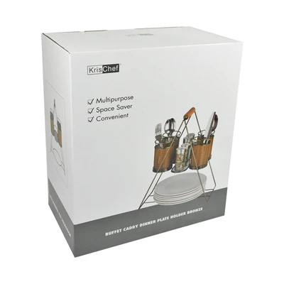 Gambar Krischef Tempat Alat Makan Buffet Caddy Besi Dengan Holder - Bronze