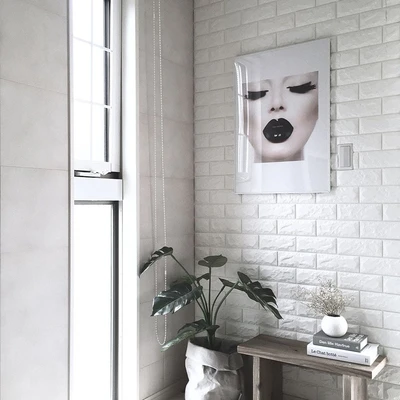 Gambar Arthome Wallpaper 3D Motif Bata 70x77 cm - Putih