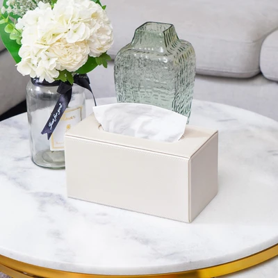 Gambar Informa 23.5x12x12 cm Kotak Tisu Kulit - Putih Pearl
