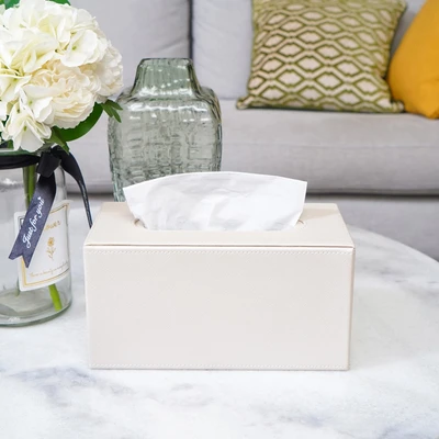 Gambar Informa 23.5x12x12 cm Kotak Tisu Kulit - Putih Pearl
