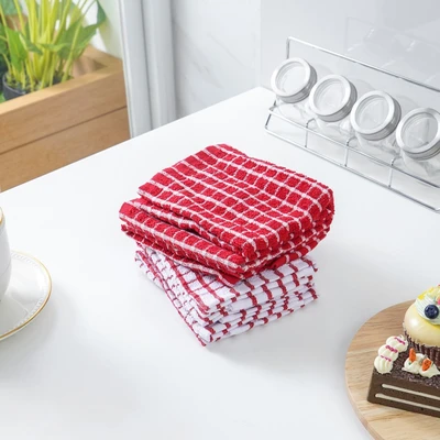 Gambar Informa Kain Lap Dapur Check Pattern Set 6 pcs - Merah