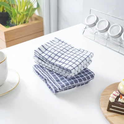 Gambar Informa Kain Lap Dapur Check Pattern Set 6 pcs - Abu-Abu