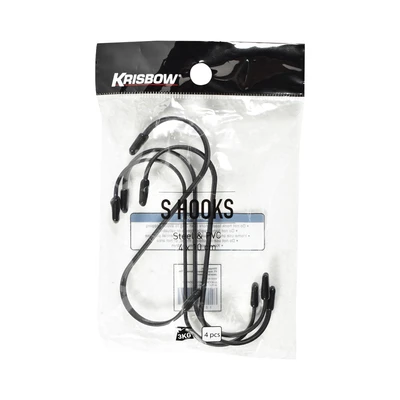 Gambar Krisbow 10x4x0.5 cm Pengait S Dengan PVC Set 4 pcs - Hitam