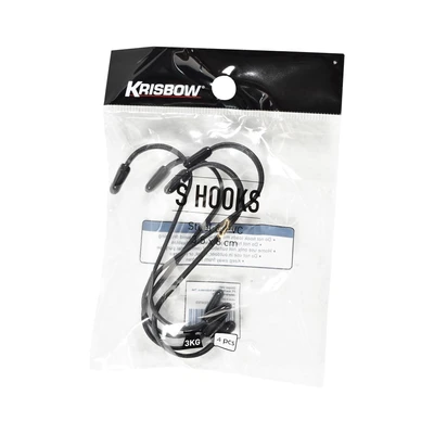 Gambar Krisbow 8x3.5x0.5 cm Pengait S Dengan PVC Set 4 pcs - Hitam