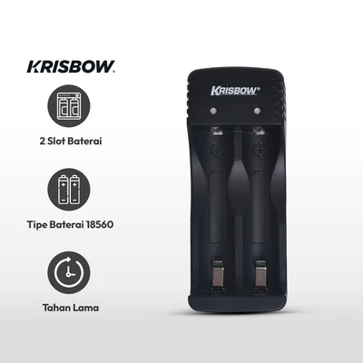 Gambar Krisbow Charger Usb Baterai 18650 2 Slot 5v