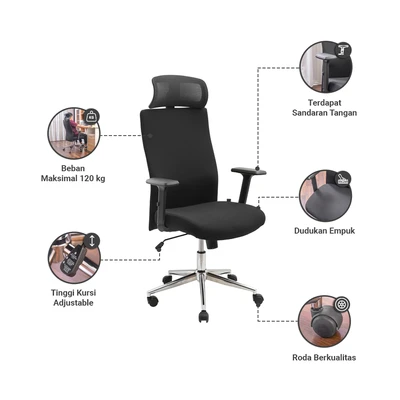 Gambar Informa Luke Kursi Kantor Sandaran Tinggi - Hitam