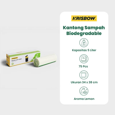 Gambar Krisbow Kantong Sampah Biodegradable 5 Liter Set 75 Pcs - Kuning