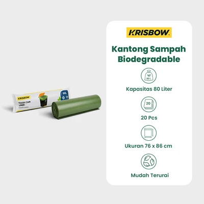 Gambar Krisbow Kantong Sampah Biodegradable 80 Liter Set 20 Pcs - Hijau