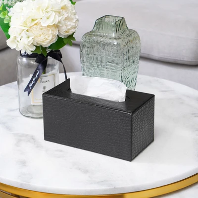 Gambar Informa 23.5x12x12 cm Kotak Tisu Kulit Croco - Hitam