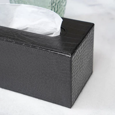 Gambar Informa 23.5x12x12 cm Kotak Tisu Kulit Croco - Hitam