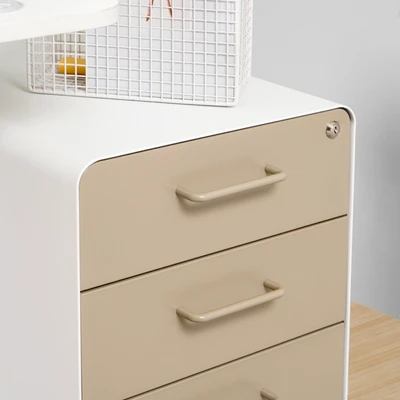 Gambar Haeju Filing Cabinet Metal Pedestal - Putih/Cokelat
