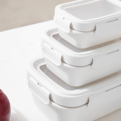 Gambar Appetite Aria Wadah Makanan Rectangle Set 3 pcs - Putih