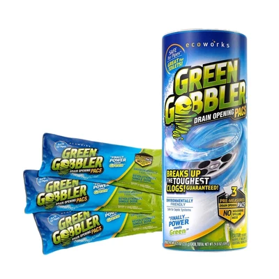 Gambar Green Gobbler Bubuk Pembersih Pipa Saluran Pembuangan Set 3 Pcs