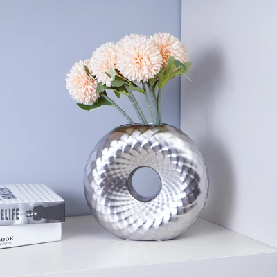 Gambar Informa Donatela Vas Bunga Keramik 18x7x17 cm - Silver