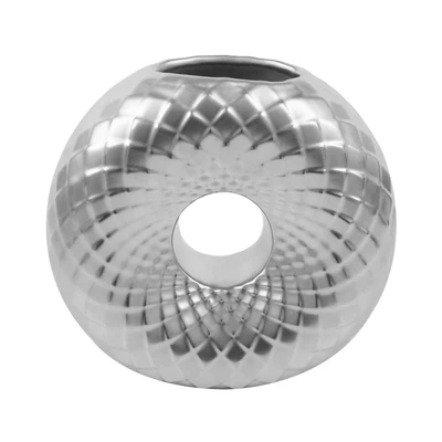Gambar Informa Donatela Vas Bunga Keramik Hole 23x10x21 cm - Silver