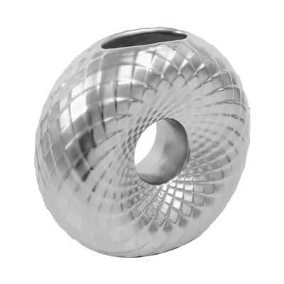 Gambar Informa Donatela Vas Bunga Keramik Hole 23x10x21 cm - Silver