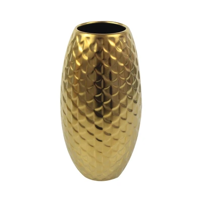 Gambar Informa Gianni Vas Bunga Keramik 13x13x25 cm - Gold