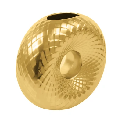 Gambar Informa Donatela Vas Bunga Keramik Hole 23x10x21 cm - Gold