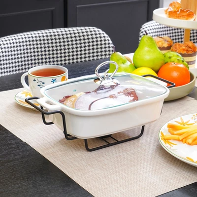 Gambar Appetite Casserole Penghangat Makanan Porcelain Rectangle 28 cm - Putih