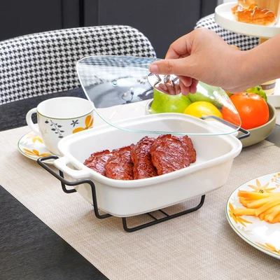 Gambar Appetite Casserole Penghangat Makanan Porcelain Rectangle 28 cm - Putih
