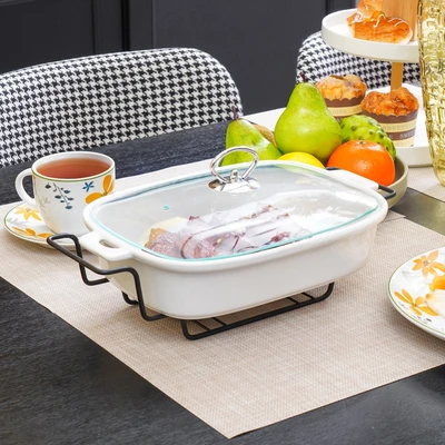 Gambar Appetite Casserole Penghangat Makanan Porcelain Rectangle 33 cm - Putih