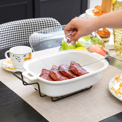 Gambar Appetite Casserole Penghangat Makanan Porcelain Rectangle 33 cm - Putih