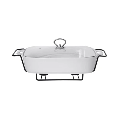 Gambar Appetite Casserole Penghangat Makanan Porcelain Rectangle 38 cm - Putih