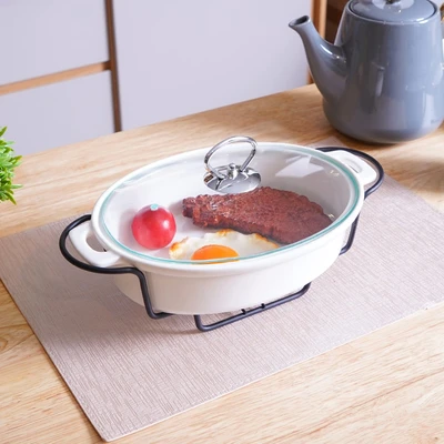 Gambar Appetite Casserole Penghangat Makanan Porcelain Oval 28 cm - Putih