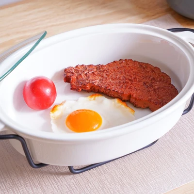 Gambar Appetite Casserole Penghangat Makanan Porcelain Oval 28 cm - Putih