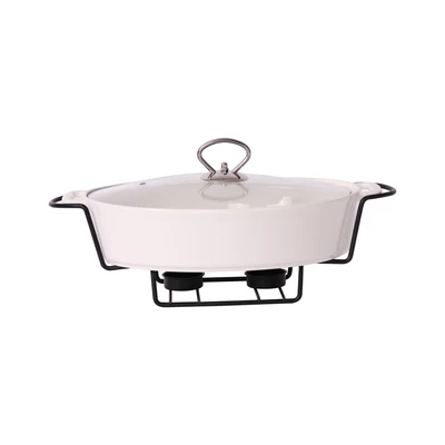 Gambar Appetite Casserole Penghangat Makanan Porcelain Oval 33 cm - Putih