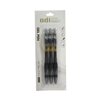 Gambar Odi Set 3 Pcs Retractable Pen Gel 0.5mm - Hitam