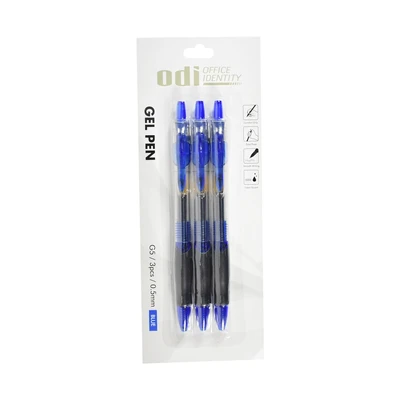 Gambar Odi Set 3 Pcs Retractable Pen Gel 0.5mm - Biru